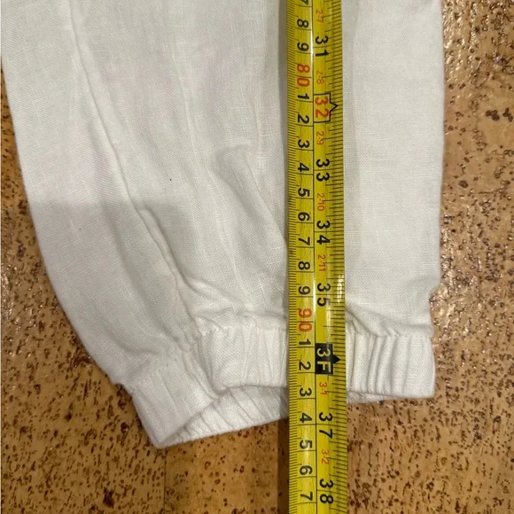 Athleta Cabo Linen Joggers Women's 8 White Chambray Pants 100% Linen Airy Beach - Picture 13 of 16